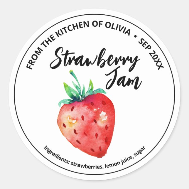 Strawberry Jam Runder Aufkleber (Vorderseite)