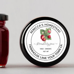 Strawberry Jam Vintag Illustration Canning Jar Runder Aufkleber