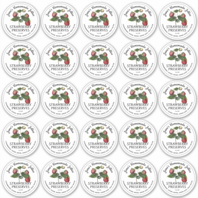 Strawberry Jelly 2.5" Wide Mouth Mason Jar Lid Aufkleber (Vorderseite)