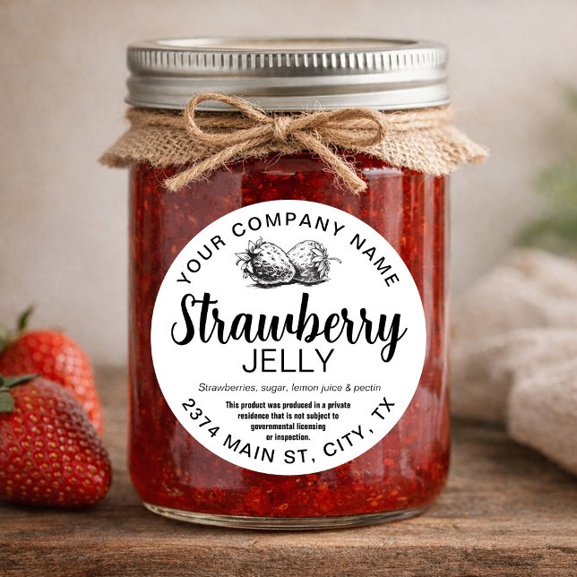 Strawberry Jelly Jam Homemade label STRAW04rd Runder Aufkleber (Von Creator hochgeladen)