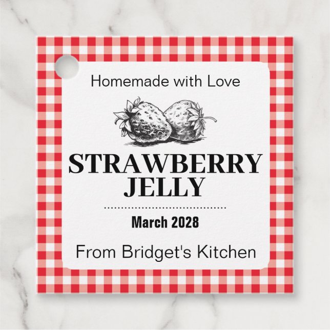 Strawberry Jelly Jam Homemade label STRAW04sqtag (Vorderseite)