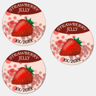 Strawberry Jelly Labels mit bearbeitbarem Datum Etiketten