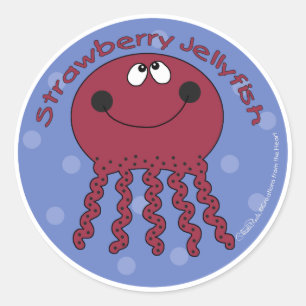 Strawberry Jellyfish Runder Aufkleber