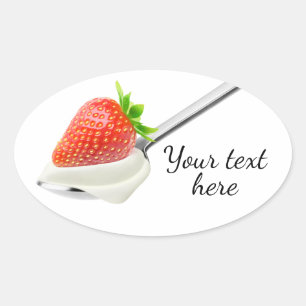 Strawberry Jogurt Ovaler Aufkleber