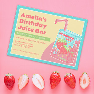 Strawberry Juice Box Geburtstagsparty Einladung