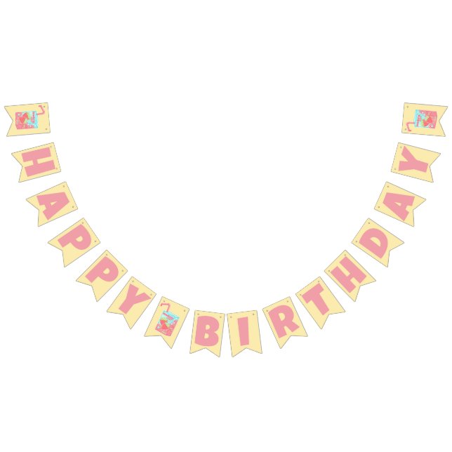 Strawberry Juice Box Happy Birthday Wimpelkette (Alle)