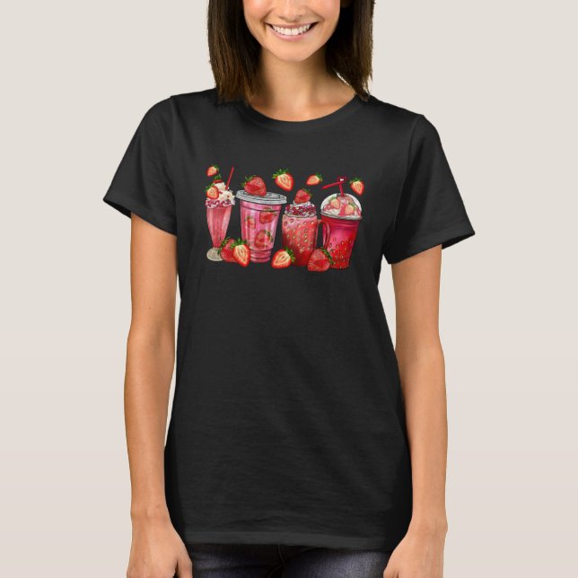 Strawberry Juice Coffee Cups Strawberry Festival F T-Shirt (Vorderseite)