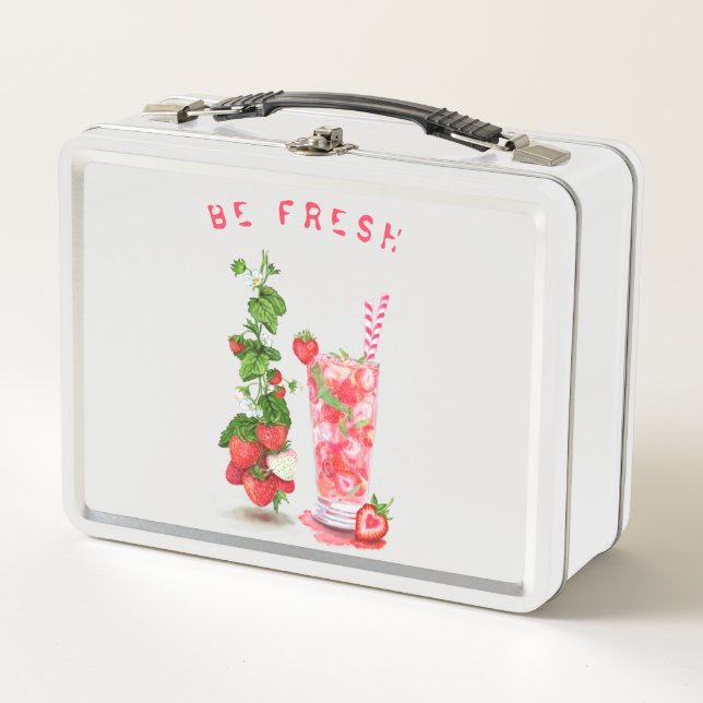 Strawberry Juice Cool Drink Frucht Metal Lunch Box (Vorderseite)