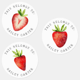 Strawberry Kids Name Tag Kinderetiketten