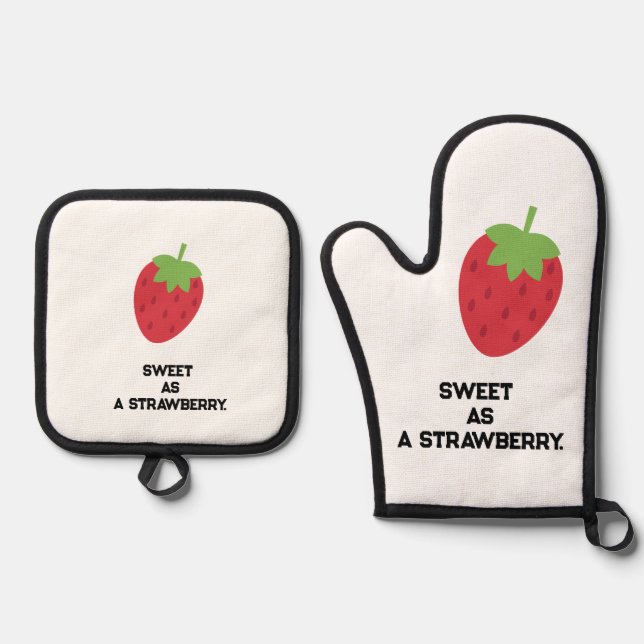 Strawberry Kitchen Set Oven Mitts and Pot Holders (Vorderseite)
