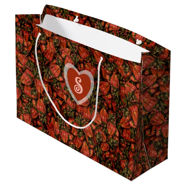 Strawberry Large Gift Bag Große Geschenktüte (Rückseite Schrägansicht)