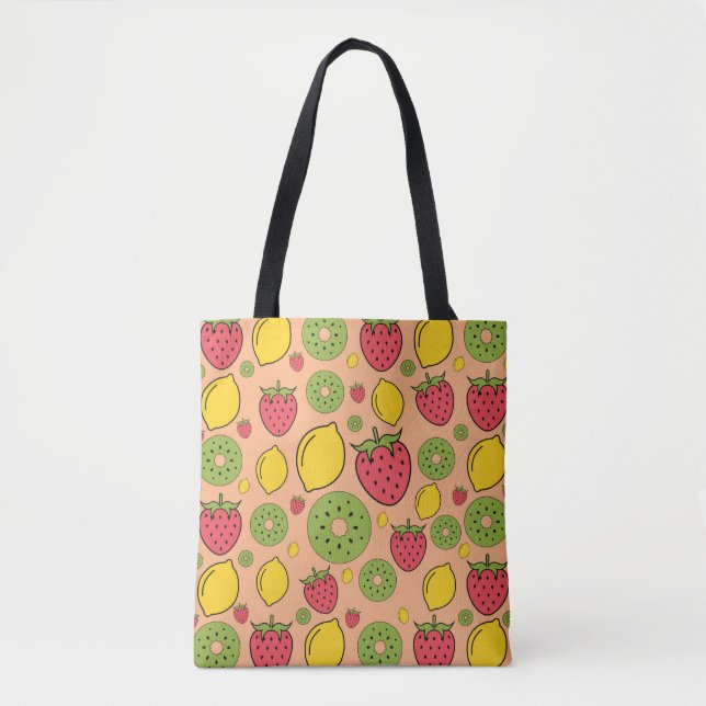 Strawberry, lemon and kiwi fruits wallpaper backgr (Vorderseite)