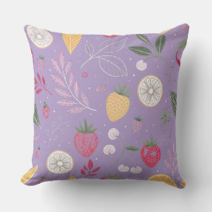 „Strawberry Lemon Botanical Pattern Wurfkissen“ Kissen