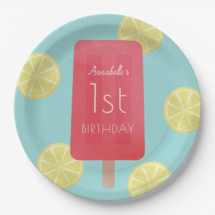 Strawberry Lemonade Popsicle Girl Birthday Pappteller