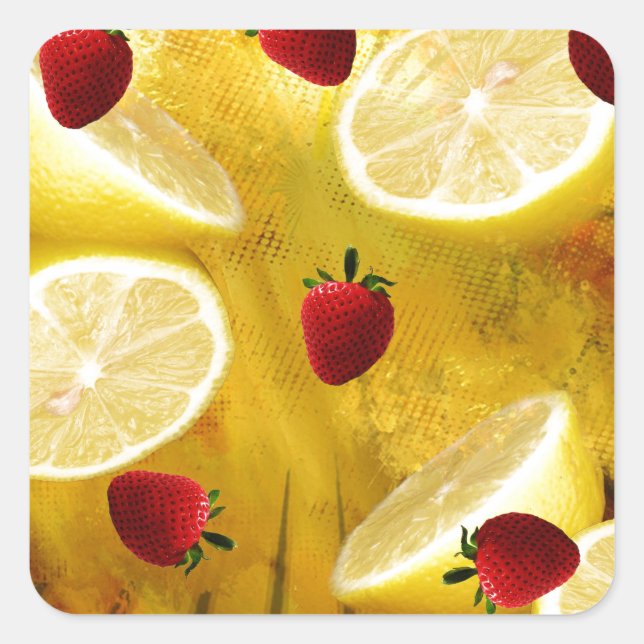 STRAWBERRY LEMONADE QUADRATISCHER AUFKLEBER (Vorderseite)