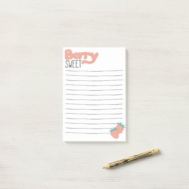 Strawberry Lettering Post-it Klebezettel (Auf Schreibtisch)