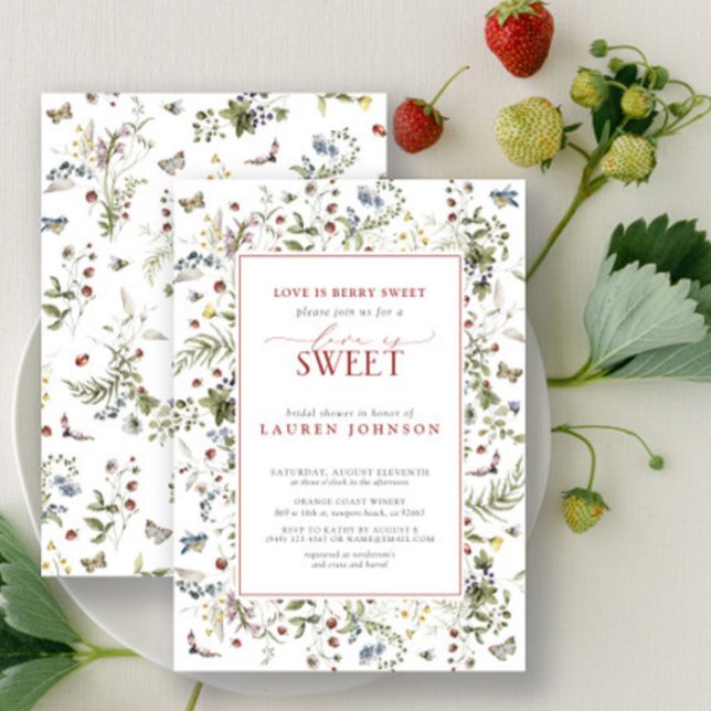 Strawberry Liebe ist Berry Sweet Red Brautparty Einladung (Bridal Shower Invitation!)