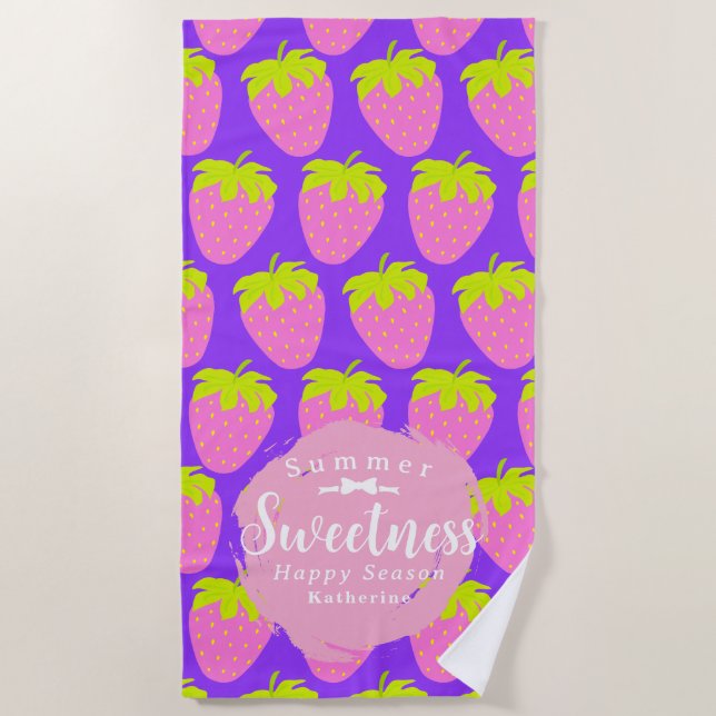 Strawberry Lila Beach Handtuch (Vorderseite)