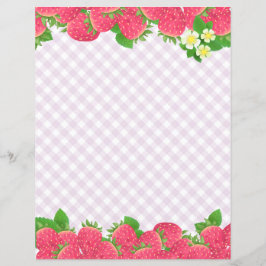 Strawberry Lila Gingham Stationery Paper