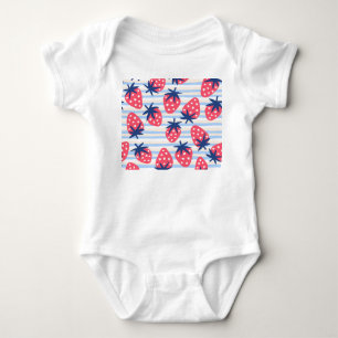 Strawberry Line Art: Sweet Seamless Muster Baby Strampler