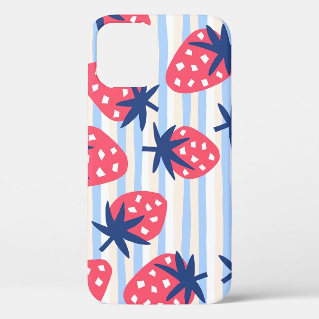 Strawberry Line Art: Sweet Seamless Muster Case-Mate iPhone Hülle (Rückseite)