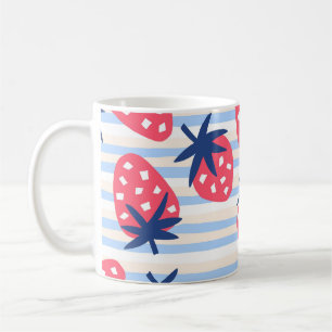 Strawberry Line Art: Sweet Seamless Muster Kaffeetasse