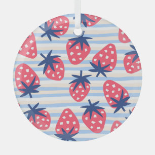 Strawberry Line Art: Sweet Seamless Muster Ornament Aus Glas