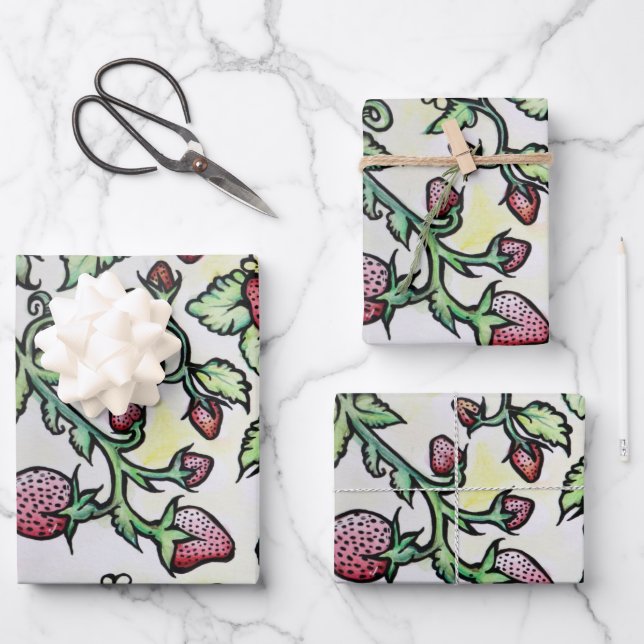 Strawberry Lover Geschenkpapier Set (Vorderseite)
