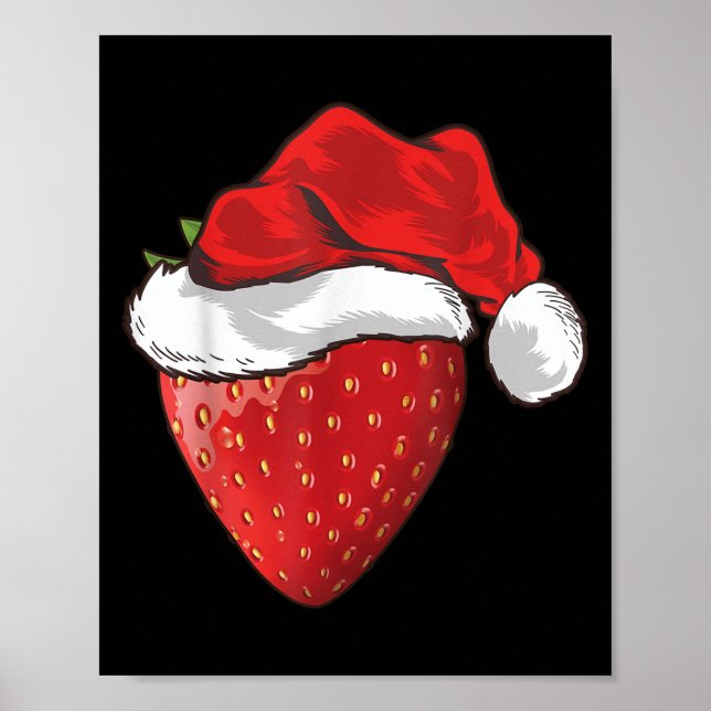 Strawberry Lover Gift Santa Hat Strawberry Christm Poster (Vorne)