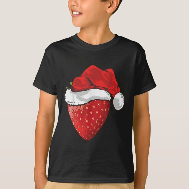 Strawberry Lover Gift Santa Hat Strawberry Christm T-Shirt (Vorderseite)