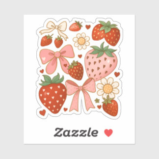 Strawberry Lovers Cute Fruit Festive Aufkleber