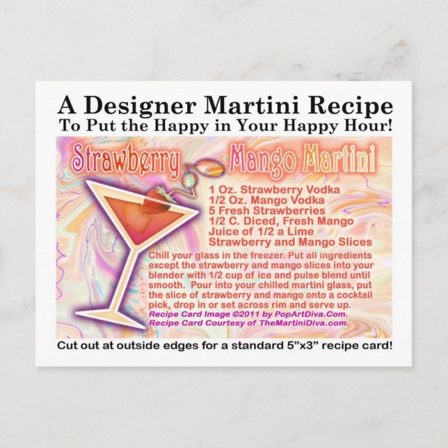 Strawberry Mango Martini Rezept Postkarte (Vorderseite)