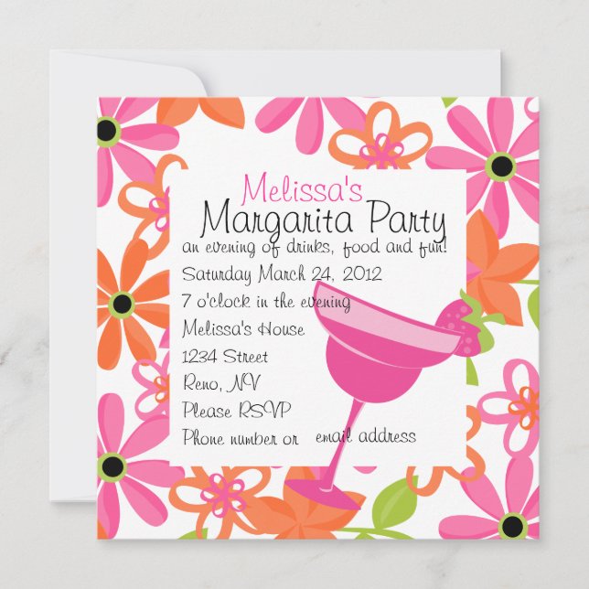 Strawberry Margarita Party Einladung (Vorderseite)