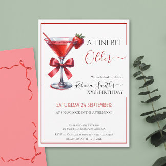 Strawberry martini 'A tini bit Older' Geburtstag Einladung