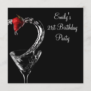 Strawberry-Martini-Cocktail-Geburtstagsfeier Einladung