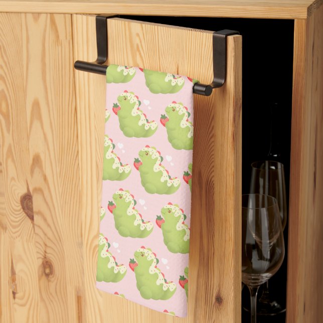 Strawberry Matcha Dinosaur  Geschirrtuch (Drittel gefaltet)