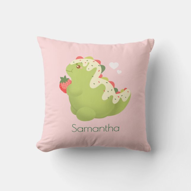 Strawberry Matcha Dinosaur  Kissen (Vorderseite)