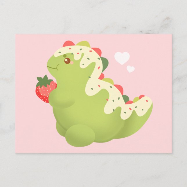Strawberry Matcha Dinosaur  Postkarte (Vorderseite)