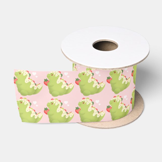 Strawberry Matcha Dinosaur  Satinband (Spule)