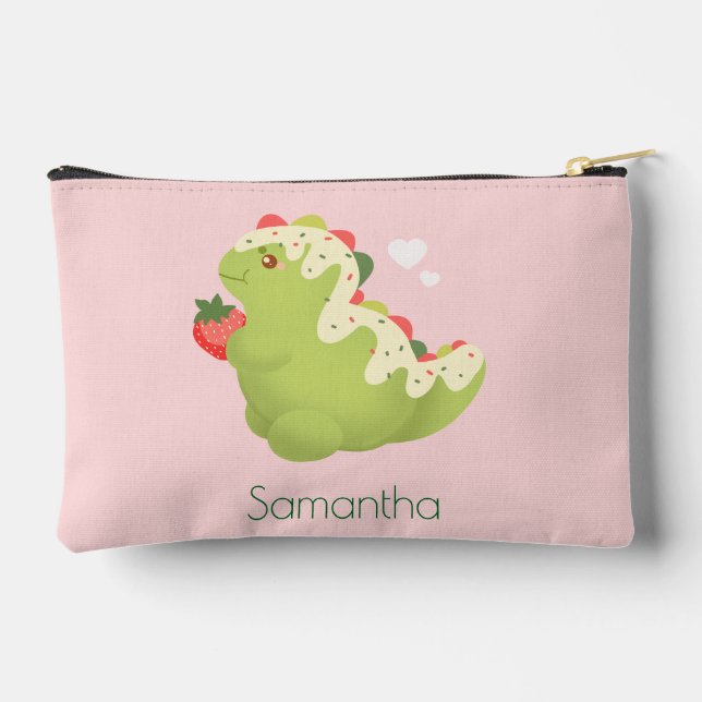 Strawberry Matcha Dinosaur  Zubehörtasche (Rückseite)