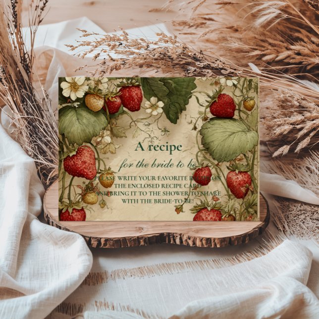 Strawberry Meadow Vintage Bridal Shower Dankeskarte (Von Creator hochgeladen)