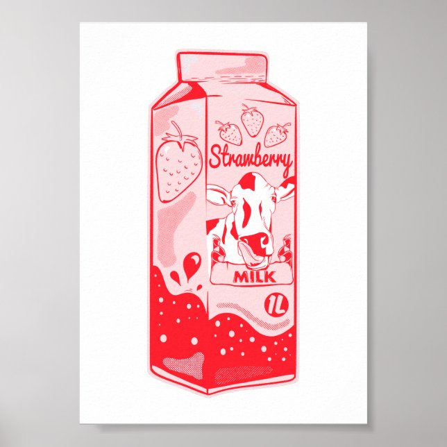 Strawberry Milk Carton Poster (Vorne)