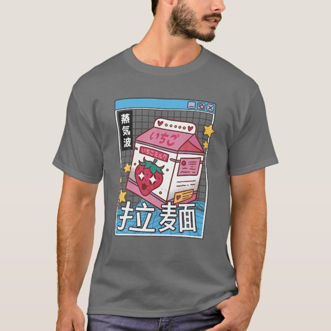 Strawberry Milk Digital Japan Style Otaku Anime Va T-Shirt (Vorderseite)