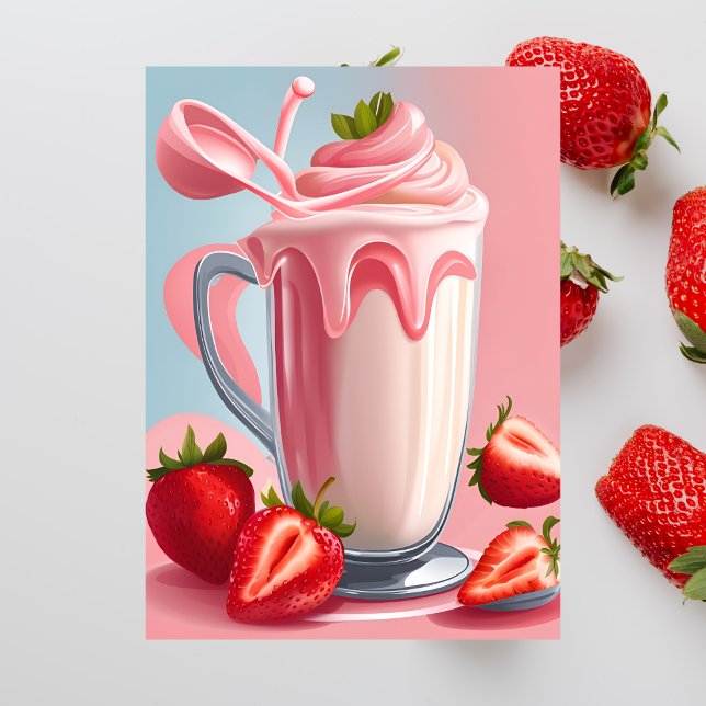 Strawberry Milkshake, Postcross Postcard Postkarte (Von Creator hochgeladen)