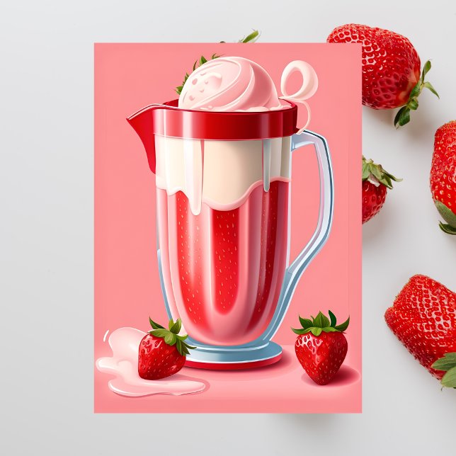 Strawberry Milkshake, Postcross Postcard Postkarte (Von Creator hochgeladen)