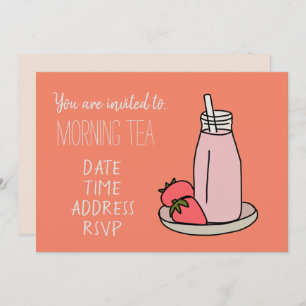 Strawberry Milkshake Retro Rosa Morgentee Einladung