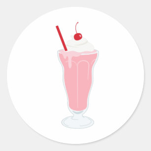 Strawberry Milkshake Runder Aufkleber