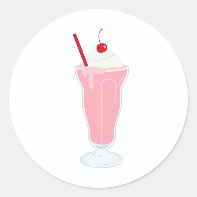 Strawberry Milkshake Runder Aufkleber (Vorderseite)