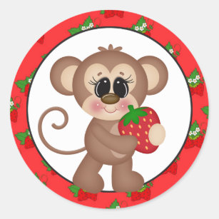 Strawberry Monkey Cartoon lustiger Aufkleber