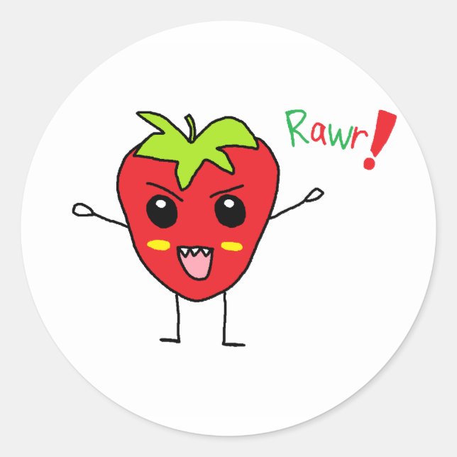 Strawberry Monster Runder Aufkleber (Vorderseite)